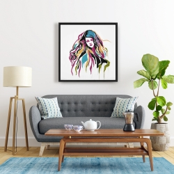 Framed 24 x 24 - Woman graffiti art