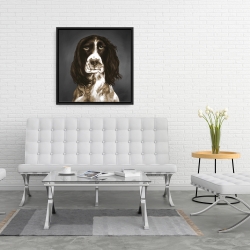 Framed 24 x 24 - Brown english springer spaniel