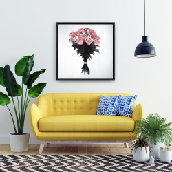 Framed 24 x 24 - Bouquet of coral roses