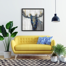 Framed 24 x 24 - Blue moose