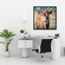 Framed 24 x 24 - Cute jersey cow