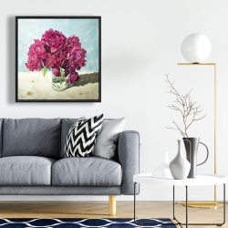 Framed 24 x 24 - Fuchsia peony 