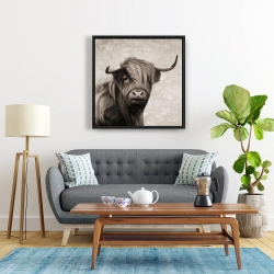 Framed 24 x 24 - Highland cattle sepia