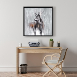 Framed 24 x 24 - Deer in the forest