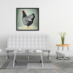 Framed 24 x 24 - Wyandotte  hen