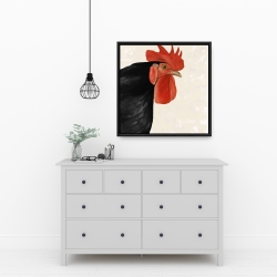 Framed 24 x 24 - Black hen