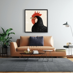 Framed 24 x 24 - Beautilful black hen