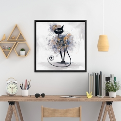 Framed 24 x 24 - Cartoon black cat