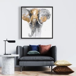 Framed 24 x 24 - Golden elephant