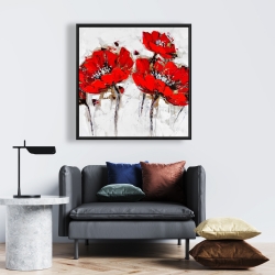 Framed 24 x 24 - Abstract poppy flowers