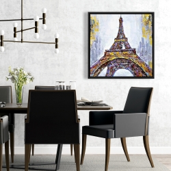 Encadré 24 x 24 - Tour eiffel abstraite avec éclats de peinture