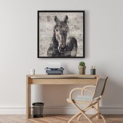 Framed 24 x 24 - Abstract horse with typography