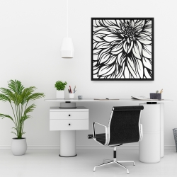 Framed 24 x 24 - Dahlia flower outline style