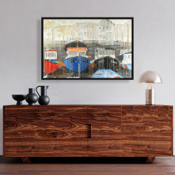 Encadré 24 x 36 - Pluie de couleurs désaturées au port