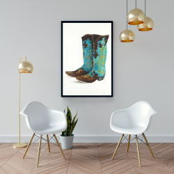 Framed 24 x 36 - Blue cowboy boots