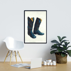 Framed 24 x 36 - Leather cowboy boots