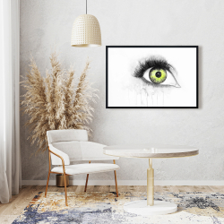 Framed 24 x 36 - Green eye in watercolor