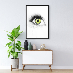 Framed 24 x 36 - Green eye in watercolor