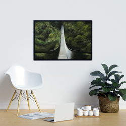 Framed 24 x 36 - Suspended bridge in the forest