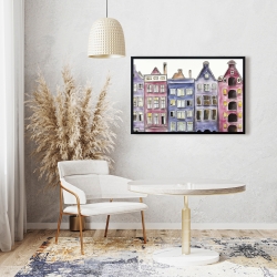 Framed 24 x 36 - Old historic houses amsterdam