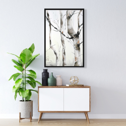 Framed 24 x 36 - Three birches trees