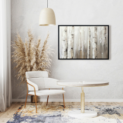 Framed 24 x 36 - White birches on gray background
