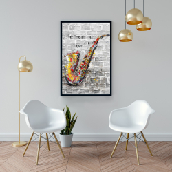 Framed 24 x 36 - Graffiti of a saxophone