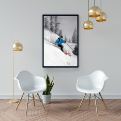 Framed 24 x 36 - Man skiing in mountain