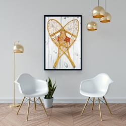 Framed 24 x 36 - Vintage wood snowshoes