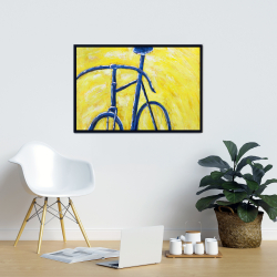 Encadré 24 x 36 - Bicyclette bleue sur fond jaune