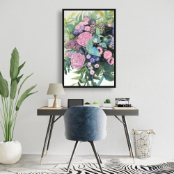 Encadré 24 x 36 - Mélodie de fleurs fuchsia