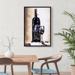 Framed 24 x 36 - Bottle and a glass of red wine