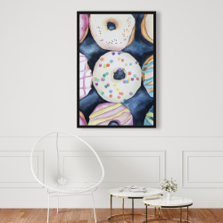 Framed 24 x 36 - Watercolor delicious looking doughtnuts