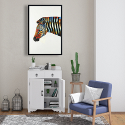 Framed 24 x 36 - Colorful zebra