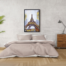 Encadré 24 x 36 - Tour eiffel abstraite avec éclats de peinture