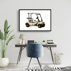 Framed 24 x 36 - Illustration of a golf cart