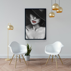 Framed 24 x 36 - Mysterious red lips lady