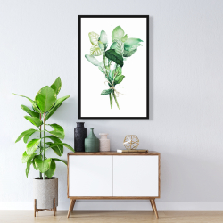 Framed 24 x 36 - Tied up basil leaves bundle