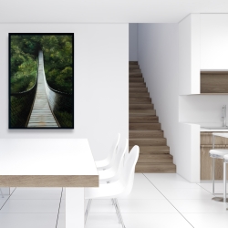 Framed 24 x 36 - Suspended bridge in the forest