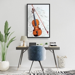 Framed 24 x 36 - Violin on music sheet