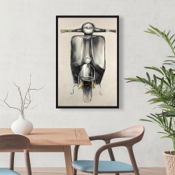 Framed 24 x 36 - Small black moped