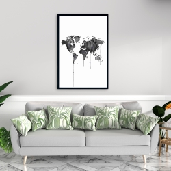 Framed 24 x 36 - Watercolor world map