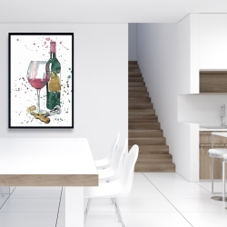 Framed 24 x 36 - Bottle of red wine