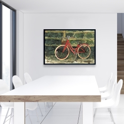 Framed 24 x 36 - Riding in the woods by bicycle