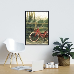 Framed 24 x 36 - Riding in the woods by bicycle