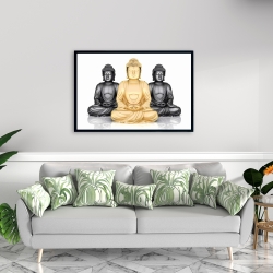 Framed 24 x 36 - Trio of buddhas