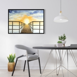 Framed 24 x 36 - Sunset in the sea