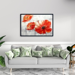 Framed 24 x 36 - Abstract red wild flowers