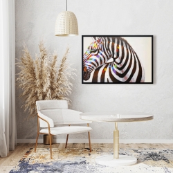 Framed 24 x 36 - Colorful zebra