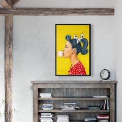 Framed 24 x 36 - Retro woman with beautiful ponytail